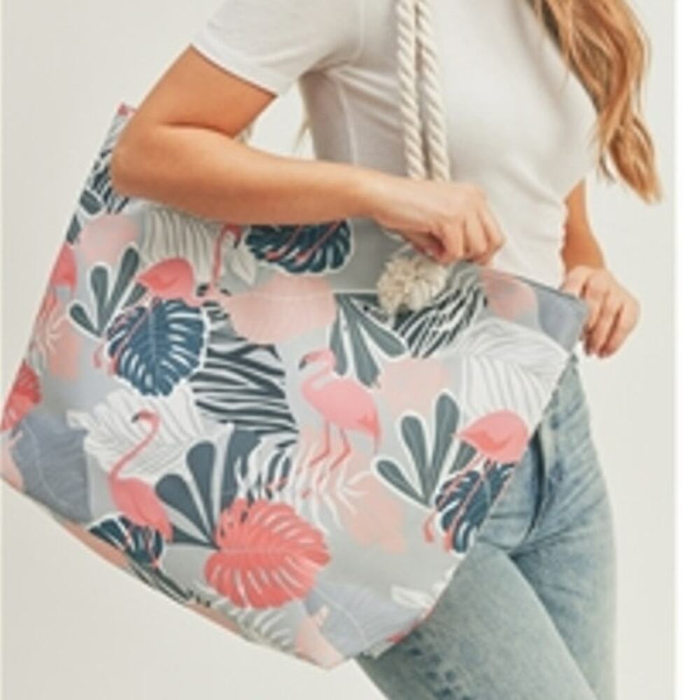 Styline Flamingo Tote Bag Rope Handles